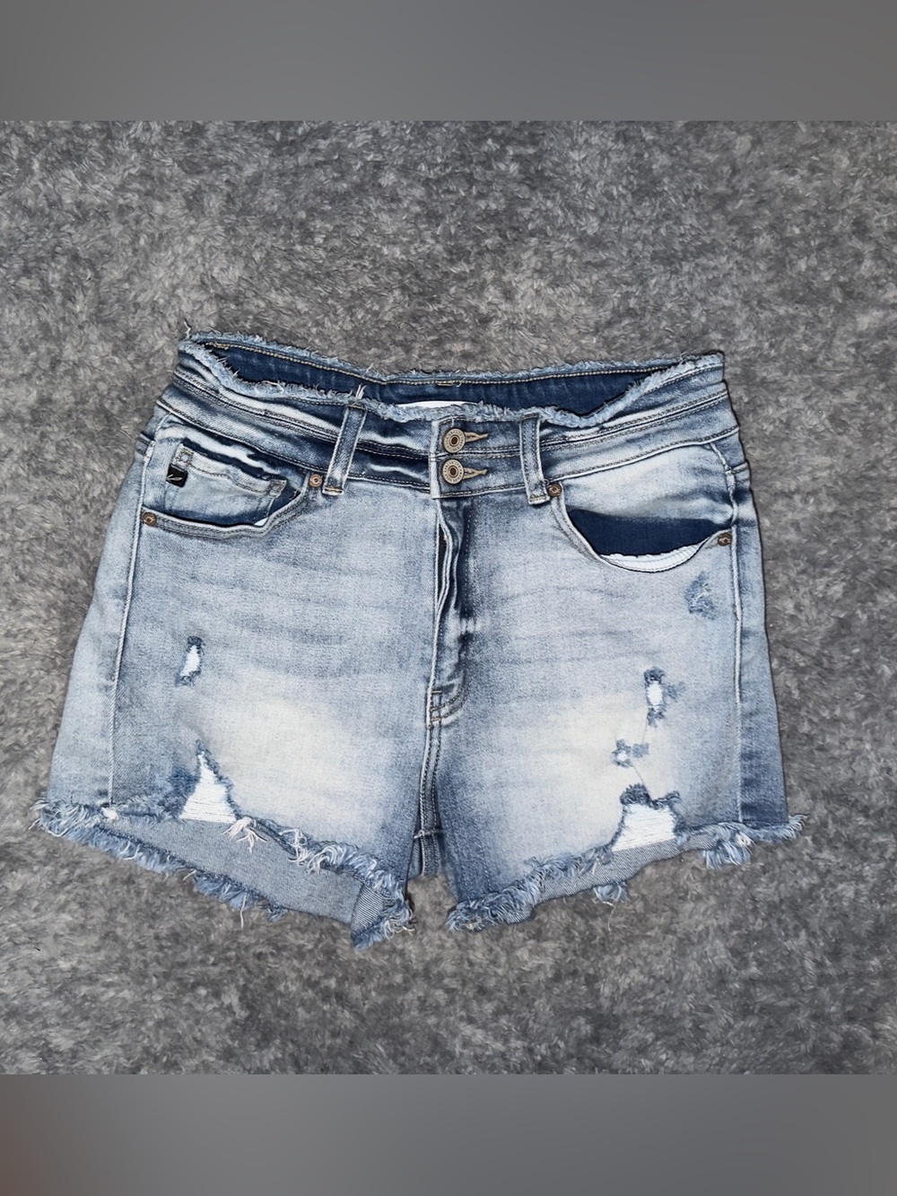 KanCan Light Wash Distressed Denim Shorts